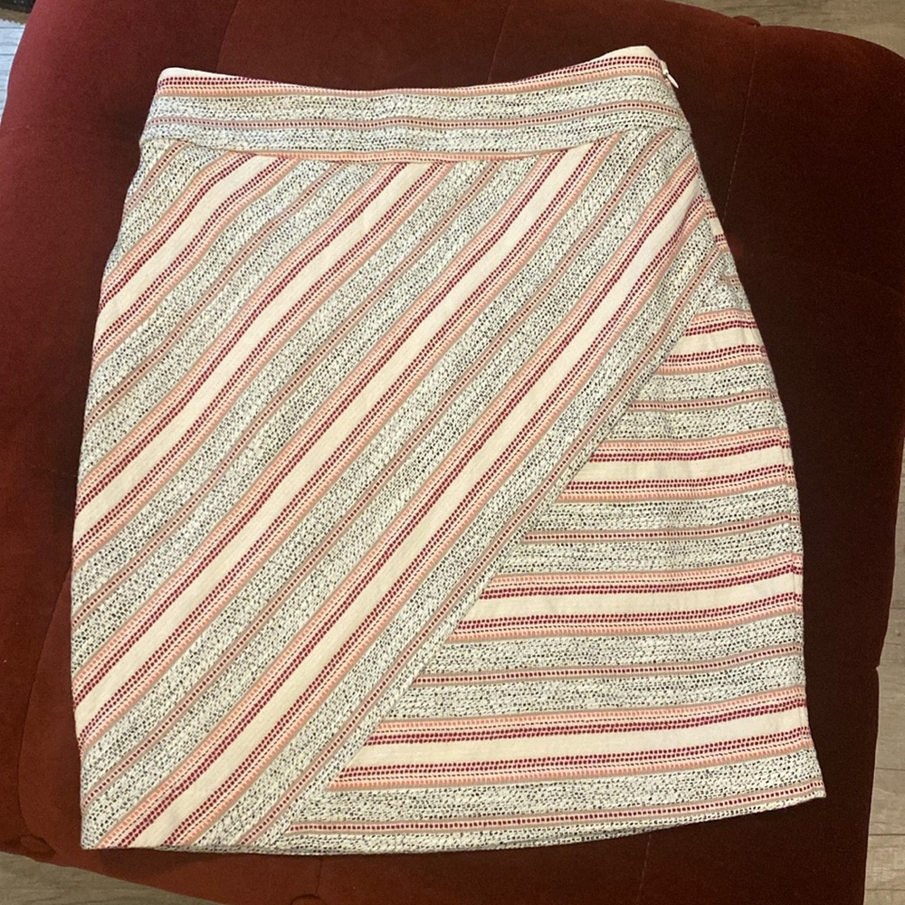 Coral cream red striped skirt - RW & CO